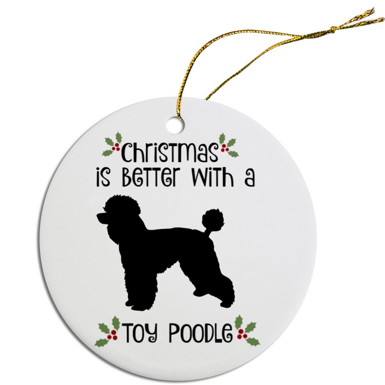 Breed Specific Round Christmas Ornament Toy Poodle